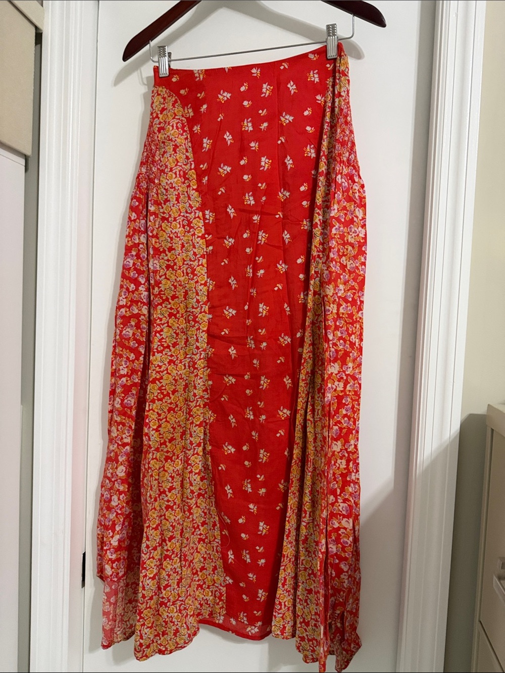 🍁🌾 Free People Red Floral Panel Maxi Dress